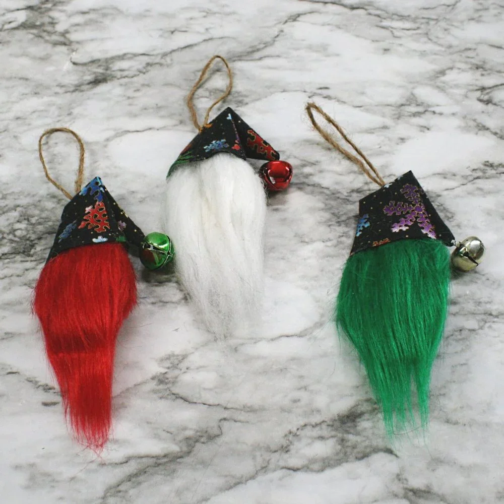 HAND CRAFTED Gnome Christmas Ornaments Set of 3 - Colorful Snowflakes